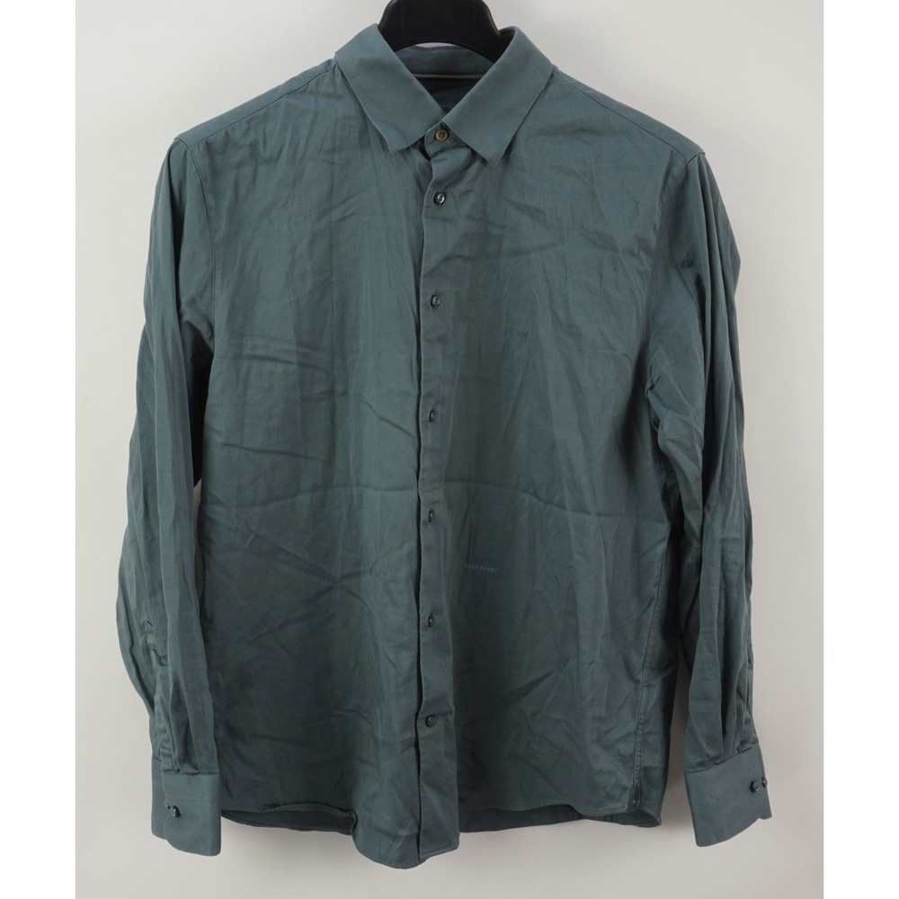 Rare Rabbit Satin Stretch Performance Button Down Shirt Mens XL Blue Lightweight